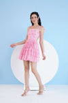 ICE FLY PRINTED GATHERED SHORT DRESS