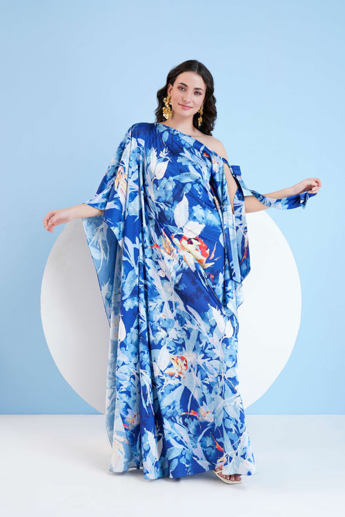 PRINTED STRAIGHT KAFTAN WITH KNOT DETAIL