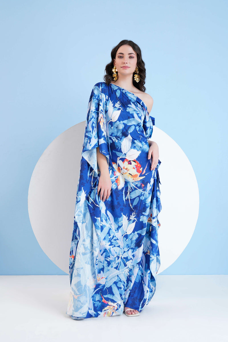 PRINTED STRAIGHT KAFTAN WITH KNOT DETAIL