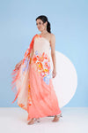 PEACH DAMSEL ONE SHOULDER LONG KAFTAN