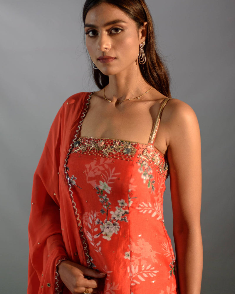 Kurta & sharara- silk-dupatta- flat chiffon