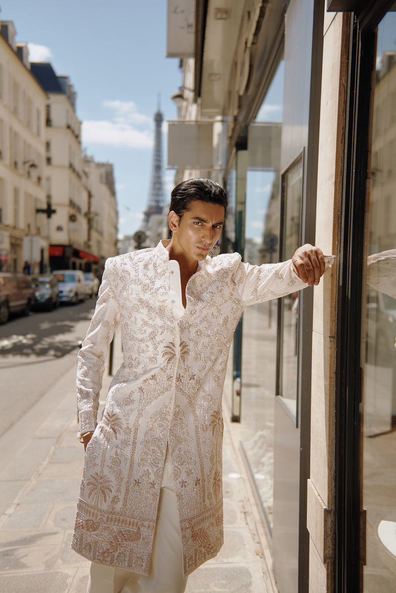 White & Gold Sherwani