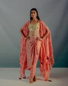 Coral & gold foil print cape set