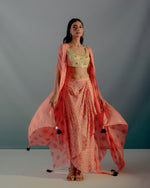 Coral & gold foil print cape set