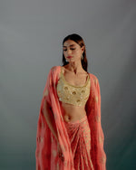 Coral & gold foil print cape set