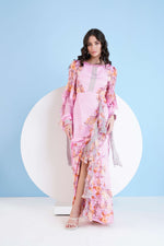 HEY DEY PRINTED LONG DRESS WITH FRILLED SLIT