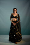 Black acrylic work lehenga set