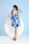 PRINTED SHORT DRESS WITH KNOTTED STRAPS