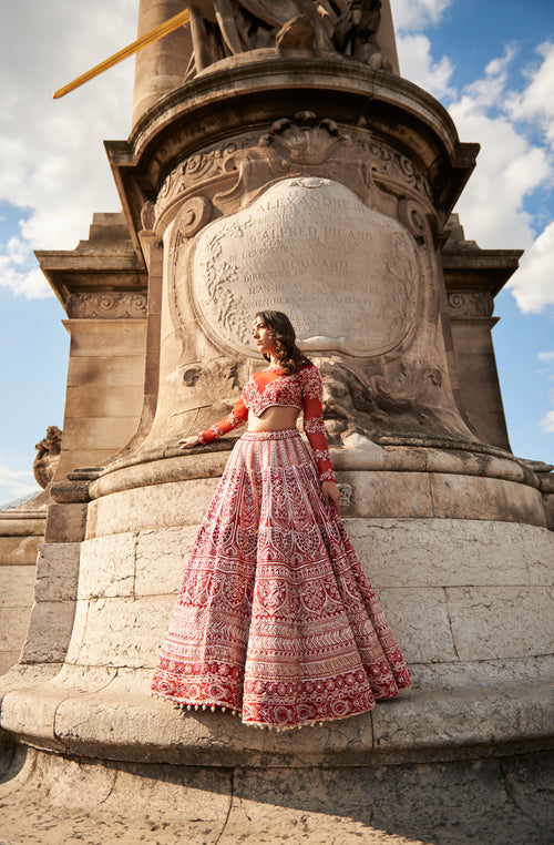 Full sleeve- Red Lehenga Set