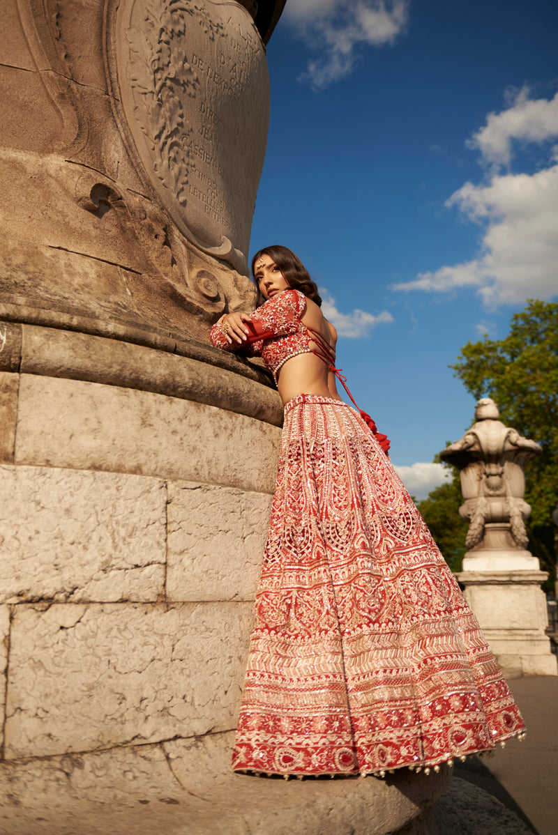 Full sleeve- Red Lehenga Set