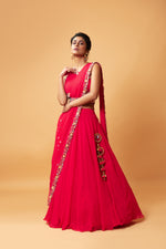 Draped lehenga with georgette fabric and pure handwork