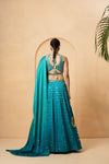 Turquoise mirror  lehenga set