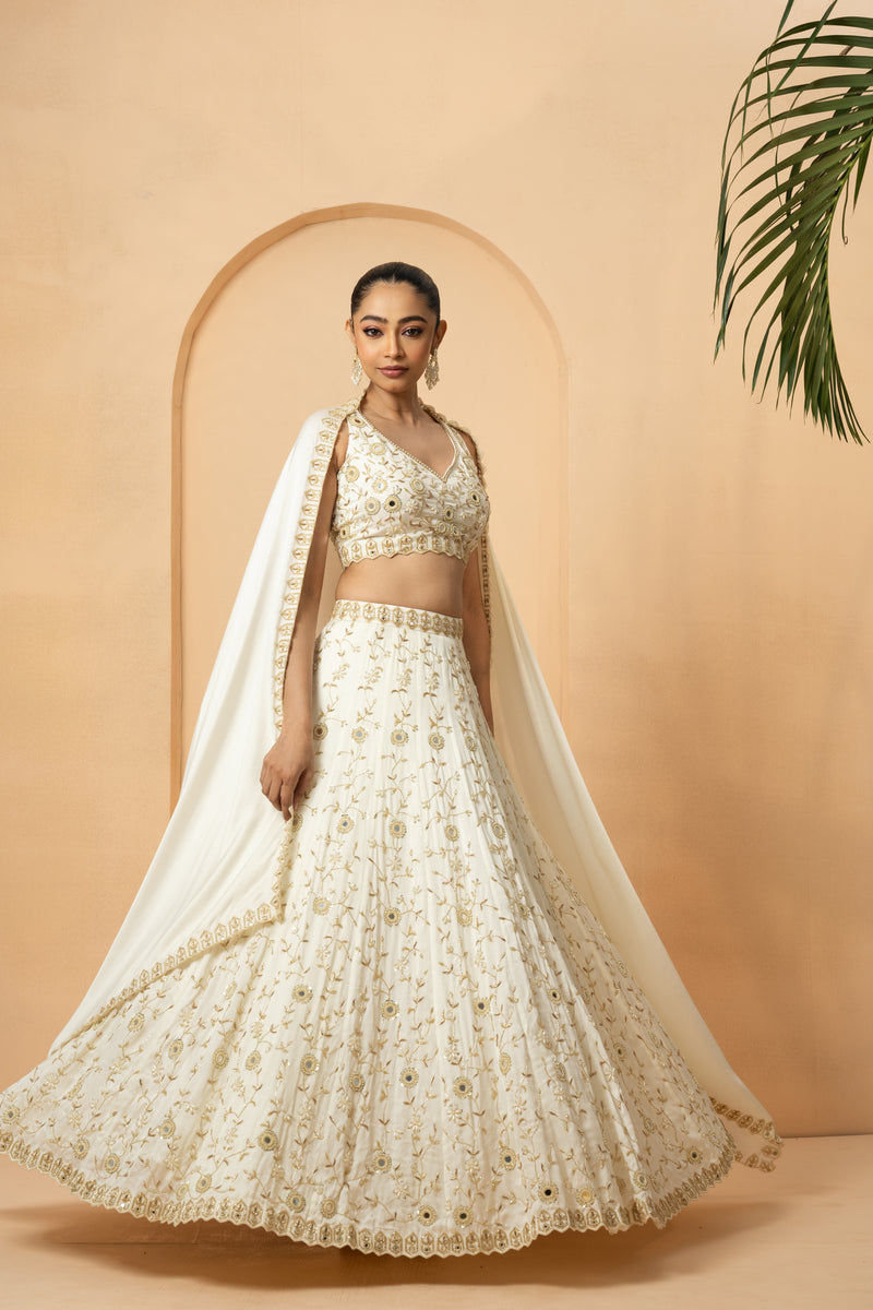 Ivory mirror lehenga set