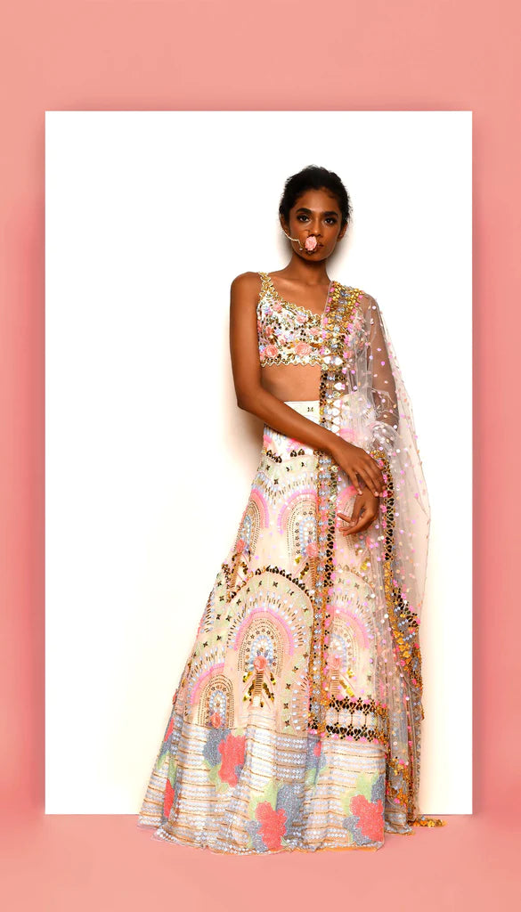 DAISY DOVE - IVORY EMBELLISHED FULL LEHENGA SET