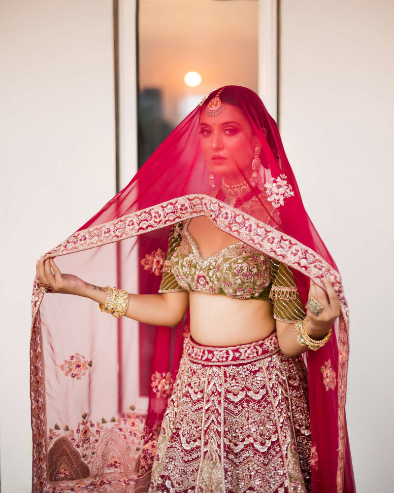 Plum bridal lehenga