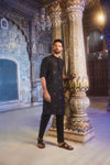 Black metallic embroidered kurta and pant