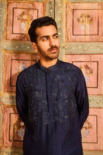 Dark  blue embroidred kurta with pant