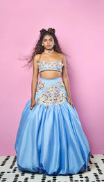 DREAM BIRD - TEAPOT BLUE EMBELLISHED FULL LEHENGA SET