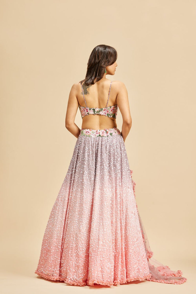 BLUSH TO LILAC SHADED LEHENGA SET