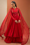 Red Anarkali Set