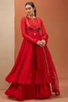 Red Anarkali Set