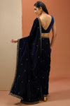 Blue Velvet Saree Set