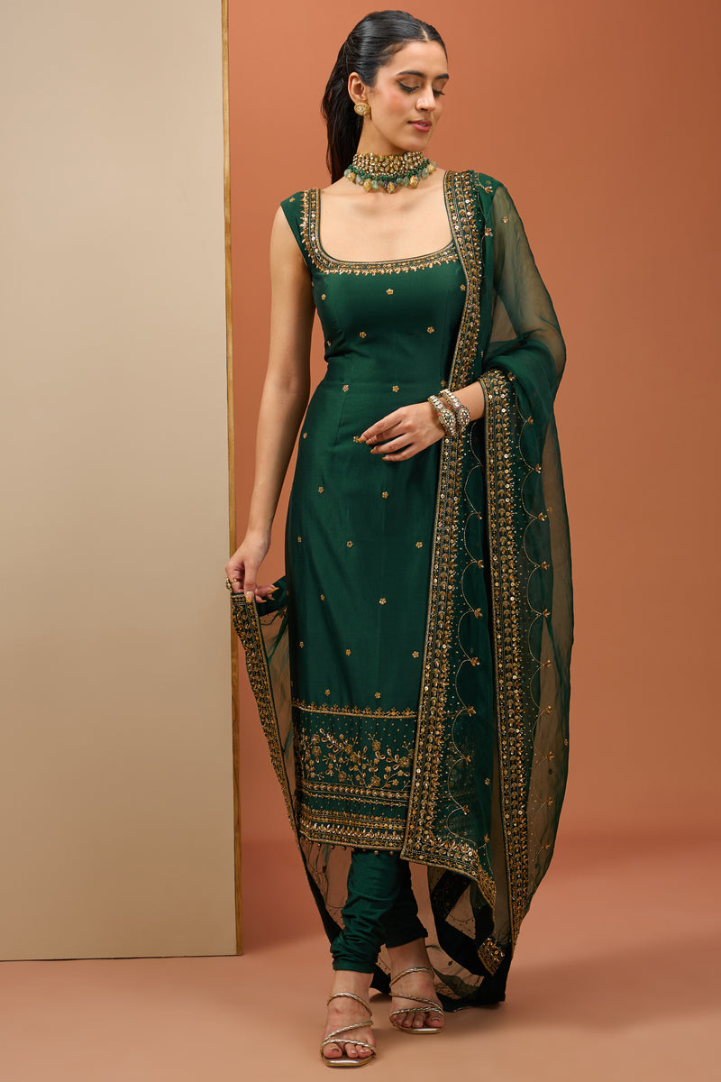 Emerald Green Long Kurta Set