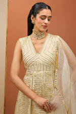 Offwhite Golden Lasses Anarkali Set