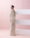 IVORY TULLE  PRE-STITCHED SARI WITH UMBERLLA SLEEVE BLOUSE