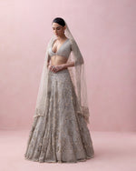 GREY ZOYA LEHENGA SET WITH 3D EMBROIDERY&nbsp;