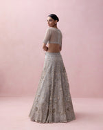 GREY ZOYA LEHENGA SET WITH 3D EMBROIDERY&nbsp;