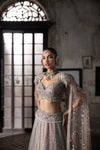 Multicolor Lehenga With Hand Embroidered Blouse and Tulle Veil