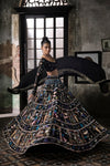 Black Georgette Lehenga Set With Egyptian Motifs