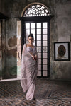 Lavender 3D Petal Sari With Hand Embroidered Blouse