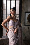 Lavender 3D Petal Sari With Hand Embroidered Blouse
