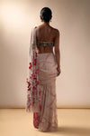 Pink wave sari with multi colored beaded blouse