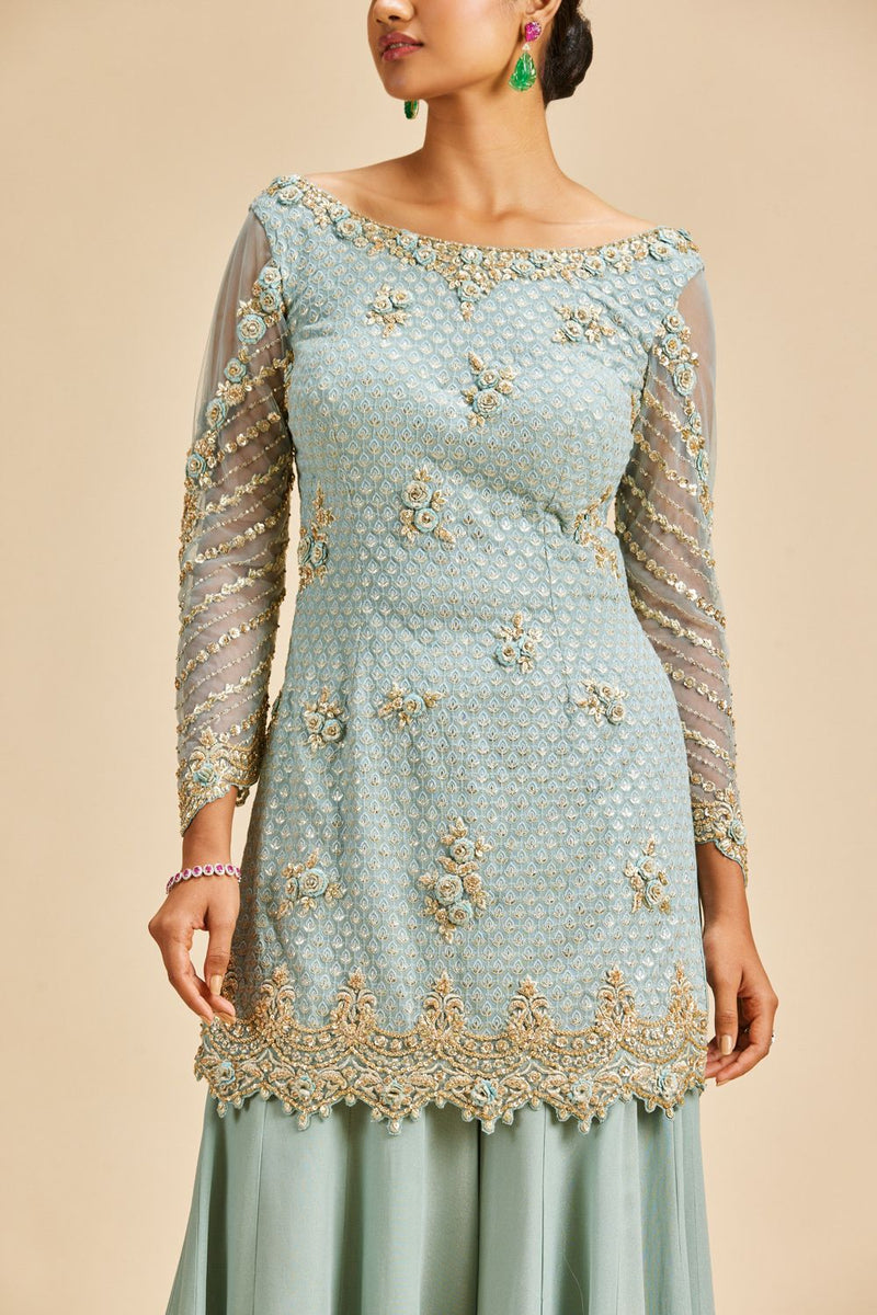 DUSTY BLUE SHARARA SET