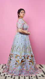 EVER THINE, EVER MINE, EVER OURS - BLUE AND LIME EMBELLISHED FULL LEHENGA SET