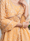 Orange Ghoomar Anarkali Kurta with Ghoomar Pants