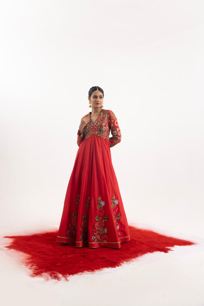 Red Anarkali Stunning One-Piece Ensemble