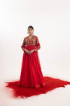 Red Anarkali Aptivating 2-Piece Ensemble