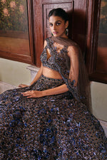 Chocolate Brown Sequin Lehenga Set by Seema Gujral - Lotus Bloom Canada