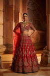 DEEP RED BRIDAL LEHENGA CHOLI SET