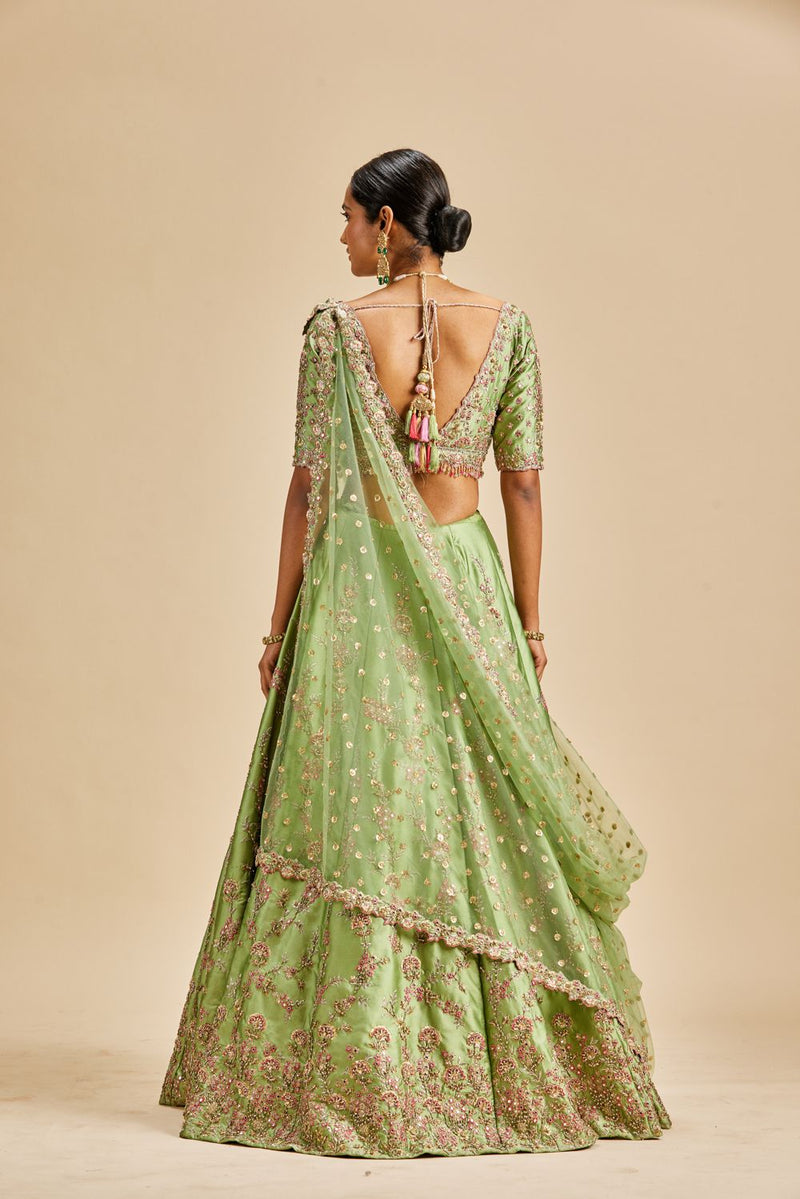 JADE GREEN LEHENGA CHOLI SET