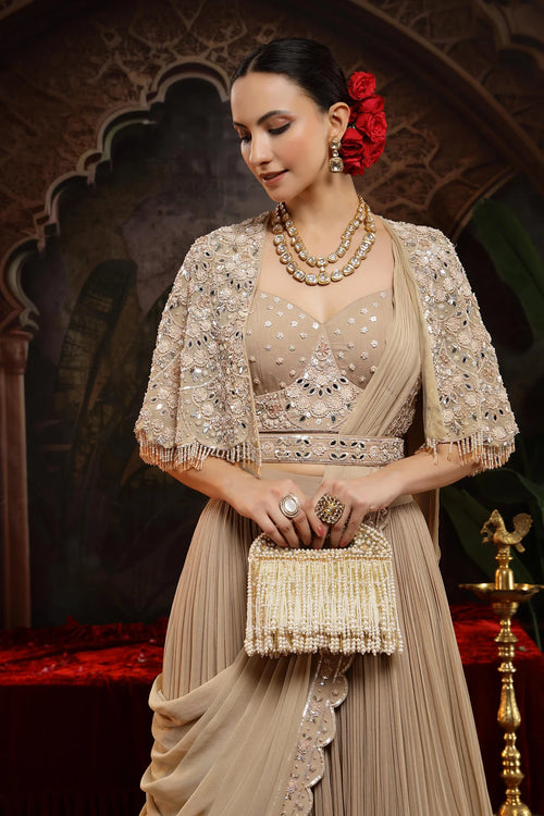 Laiba Lehenga Saree With Cape Set