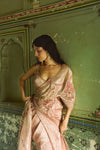Rose gold crushed silk saree