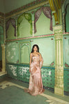 Rose gold crushed silk saree