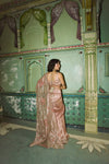 Rose gold crushed silk saree