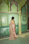 Rose gold crushed silk saree