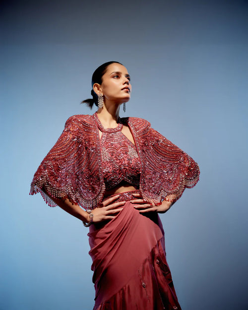 CORALIE FISH CUT LEHENGA WITH CAPE